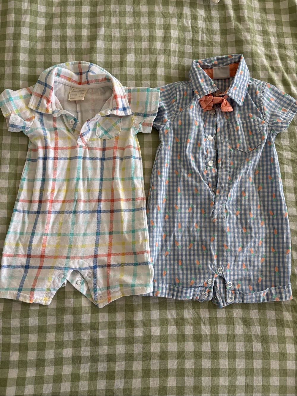 Toddler Plaid Polo Rompers 12M